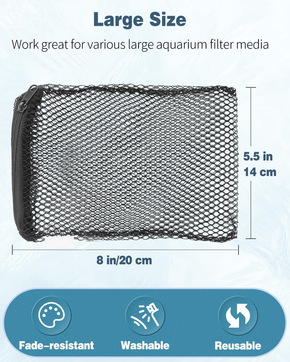 Pawfly 8 Pack Aquarium Filter Media Bags - Coarse / 8" x 5.5" - image 3