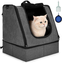 apollo walker Portable Cat Litter Box With Waterproof bag and Lid - Gray / Medium