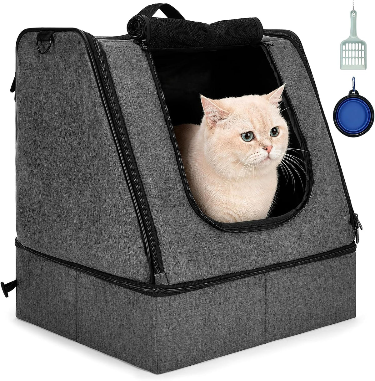 apollo walker Portable Cat Litter Box With Waterproof bag and Lid - Gray / Medium