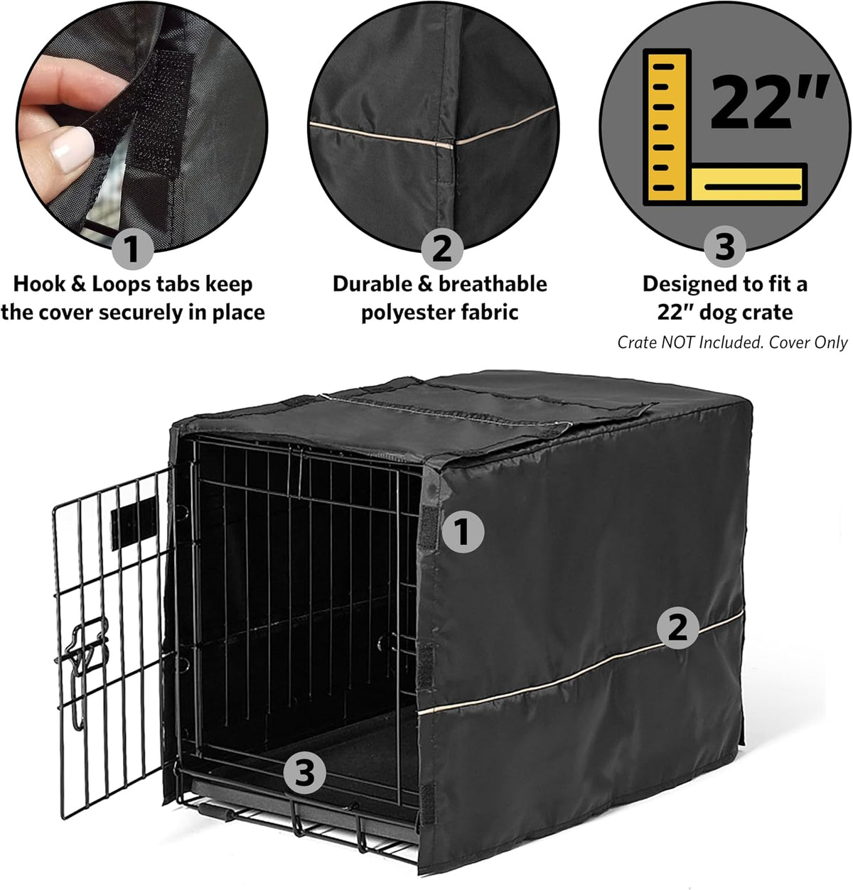 MidWest Homes for Pets Medium Dog Crate Cover - Black / Fits 22 Inch Crate - image 3