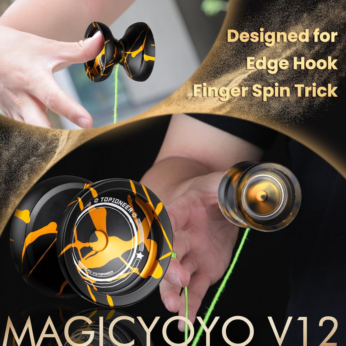 MAGICYOYO V12 Finger Spin Yoyo - Black Gold Splash - image 3