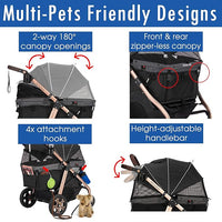 Titan-HD Premium Super-Sized Dog/Cat/Pet Stroller SUV Travel Carriage/w Access Ramp/100Lbs Capacity/Pumpless Rubber Wheels/Aluminum Frame for Small, Med, Large, XL Pets (Black)