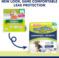 New! Hartz® Comfitables® Disposable Dog Diapers, Size XS 38 count, Comfortable & Secure Fit, Easy to Put On, Super Absorbent Male and Female Diaper