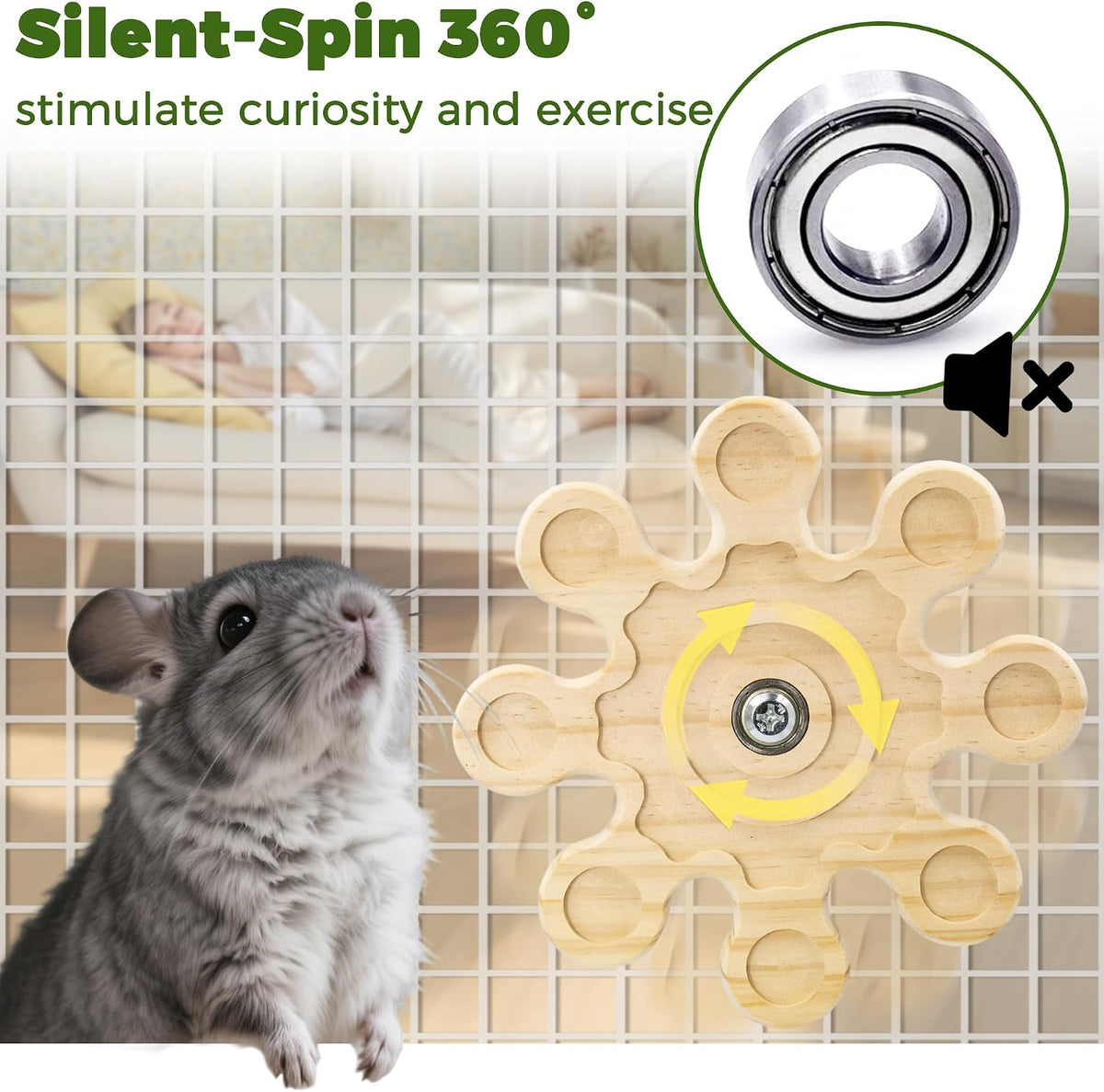 2Pcs Rotating Chinchilla Chew Toys - 2pcs / Small Chew Toy + 250g(0.55lb) Apple Sticks - image 4