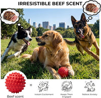 3.5''Durable Squeaky Dog Ball for 25-80lbs Aggressive Chewers – Essentials for Dogs - 2 PC-Beef-Red - image 4