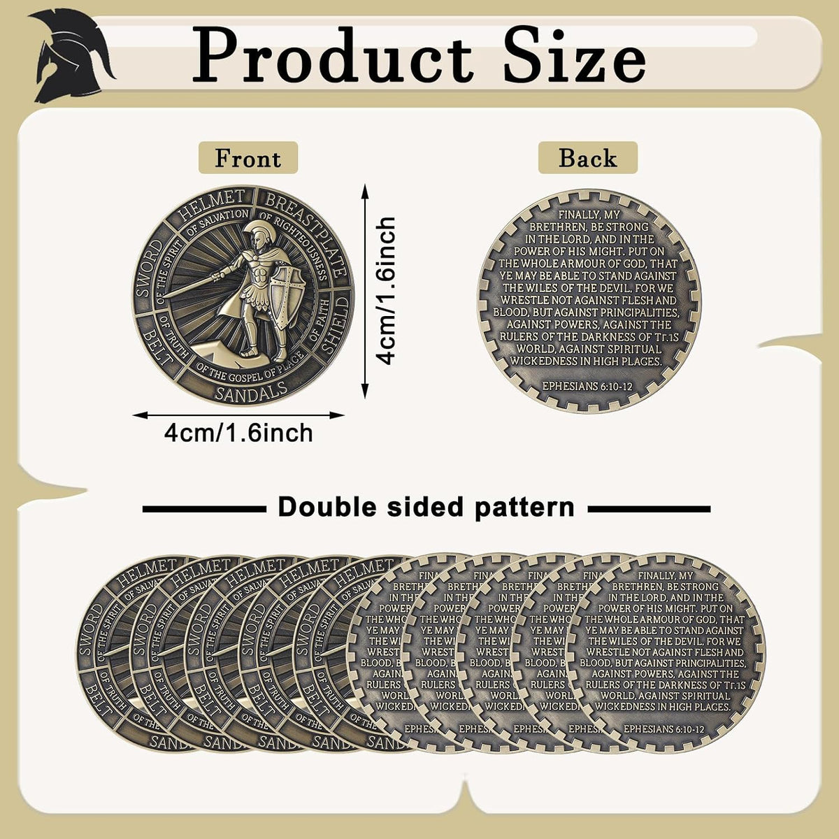 Nosiny 40 Christian challenge coins in gold zinc alloy with double sided print - view 30
