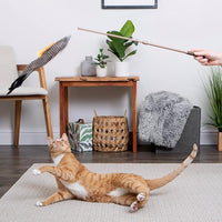 SmartyKat Instincts HappyNip Fly 'N Frenzy Extendable Wand Teaser Cat Toy, Contains Catnip & Silvervine - Brown, One Size