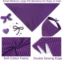 Summer Dog Bandana, UP URARA PUP Strawberry Triangle Bid Scarf for Medium Large Dogs, Cotton - Purple Black Polka B / S - image 3