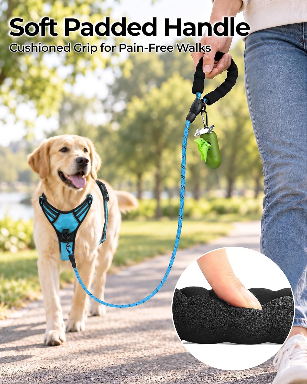 Taglory Rope Dog Leash for Medium Large Dogs - 1/2" x 5 FT (20~120 lbs.) / Blue - image 2