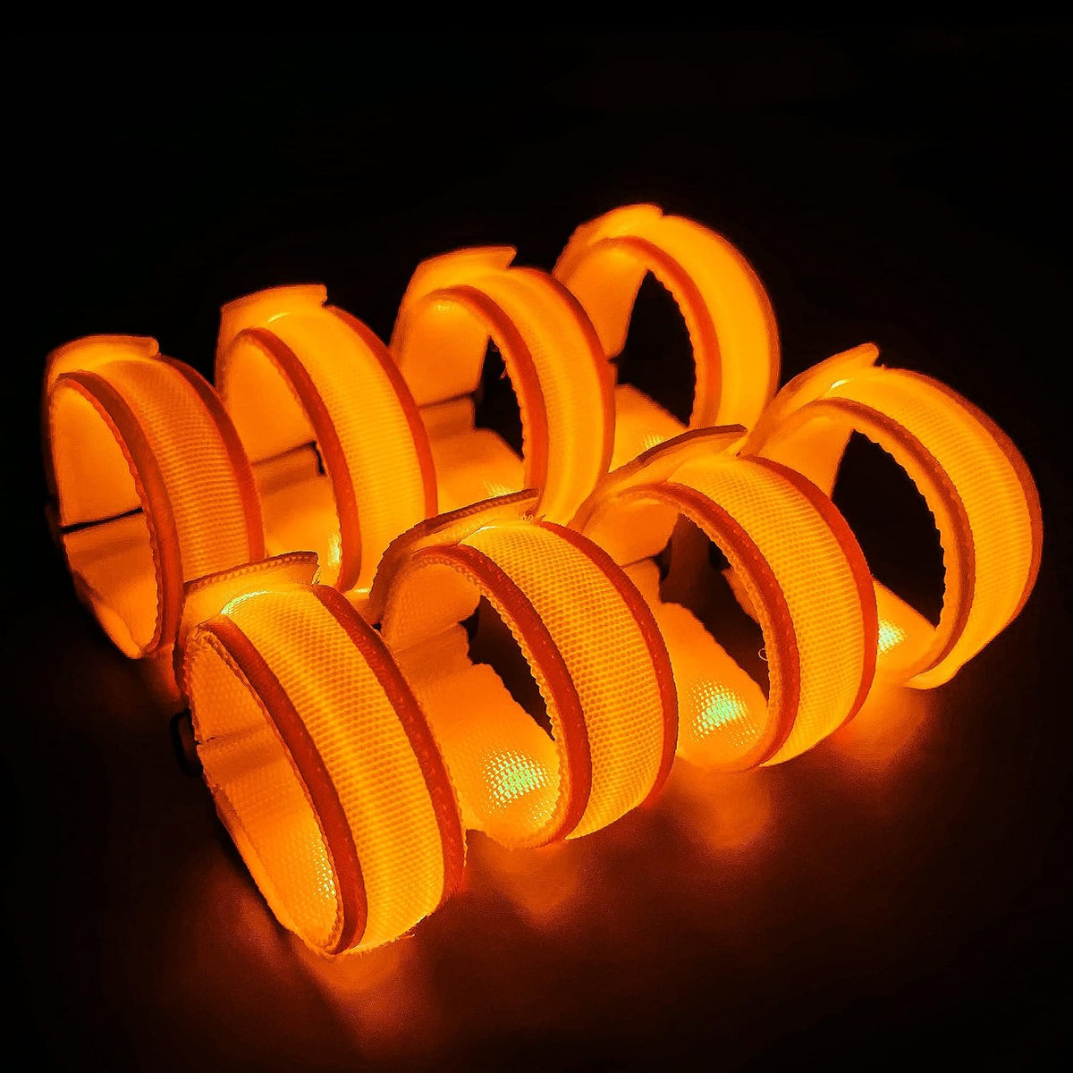 KIRALUMI 8 Pack LED Light Up Bracelets, 3 Modes - Orange - 8 PCS