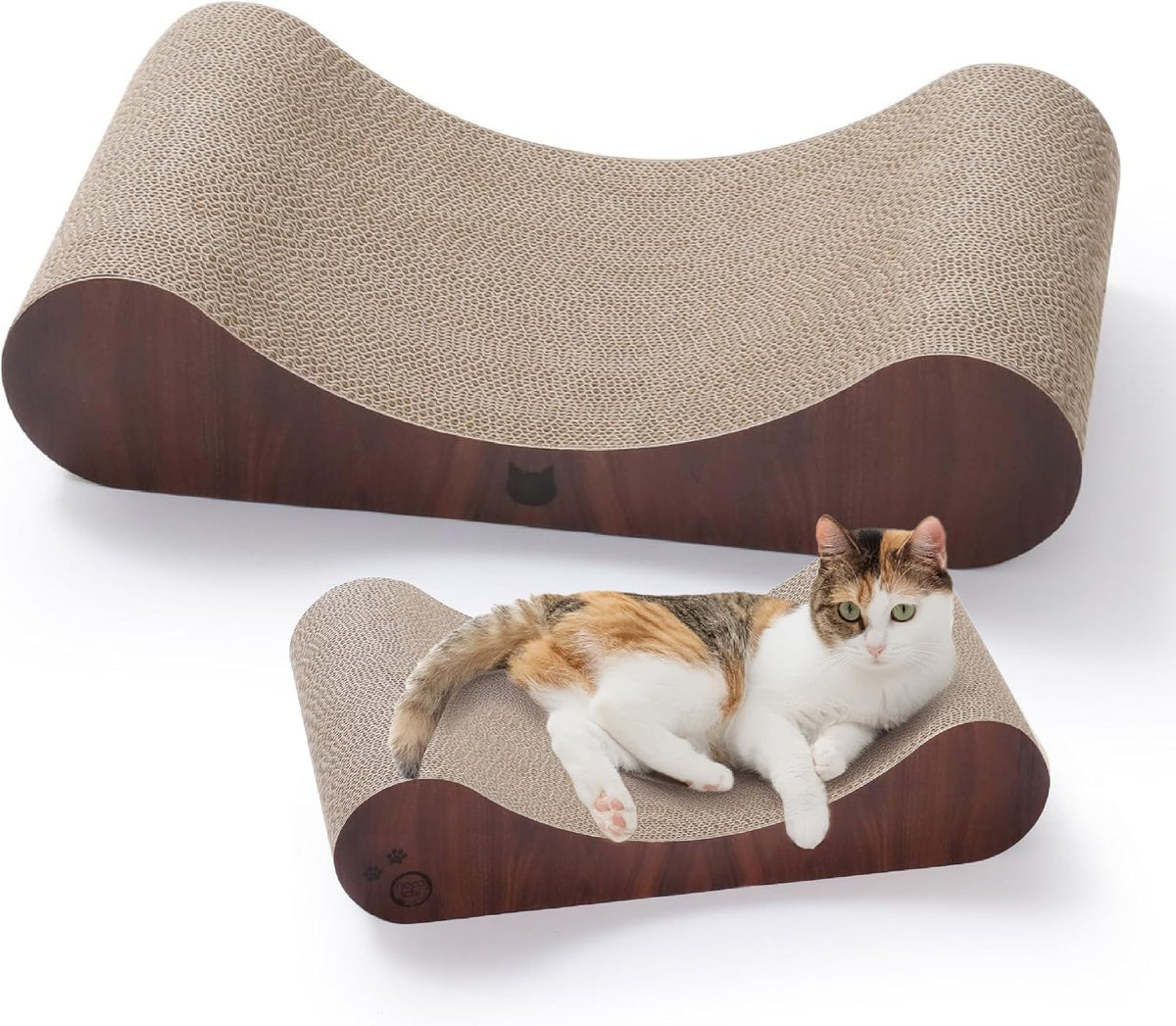 Necoichi Cardboard Cat Scratcher Bed for Indoor Cats - Large / Dark Cherry