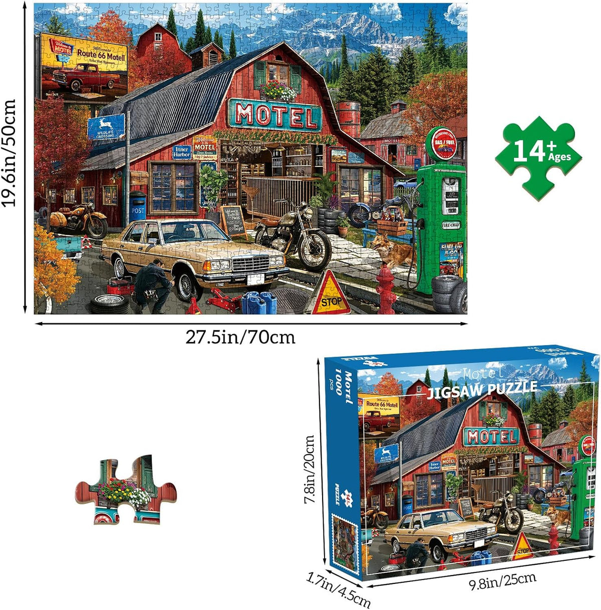 1000 Piece Puzzles for Adults, Premium Magic Book Jigsaw Puzzle – Fun for Kids & Family - Roadside Motel - image 3