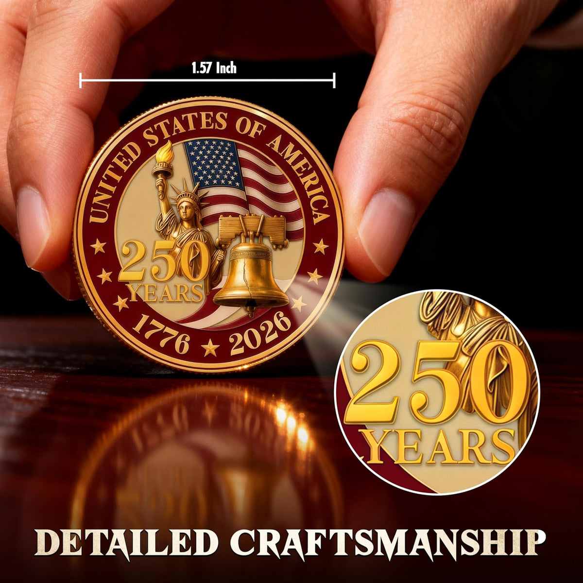 FLAGWIX USA 250th anniversary challenge coin with American Eagle, 1776-2026 - view 14