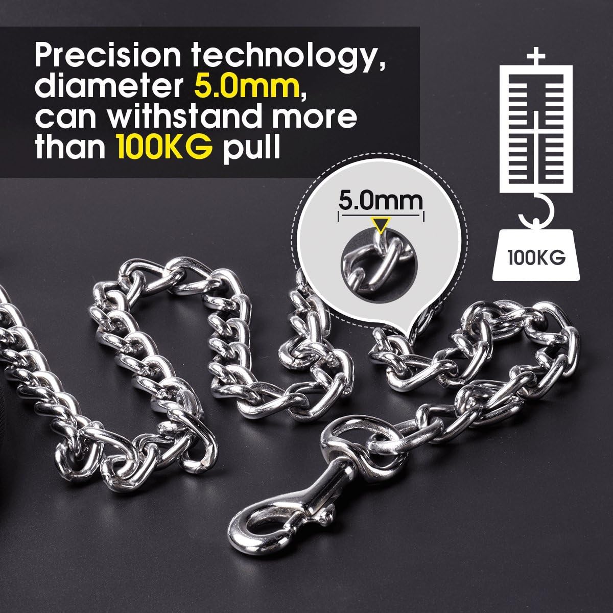 Heavy Duty Dog Chain Leash - 4 ft. x 5.0 mm (60-200 lbs.) - image 4