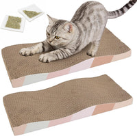 SIDAZON Cat Scratching Board cat Scratcher Cat Scratch Pad Cardboard - 2-Pack