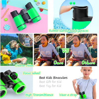 Kids Binoculars Ages 3-12 with Compass & Whistle – Fun for Kids & Family - Green - image 4