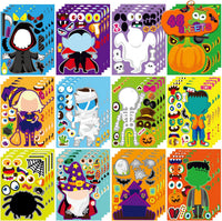 48PCS Halloween Make-a-face Stickers Halloween Characters Stickers - Halloween 12 Design