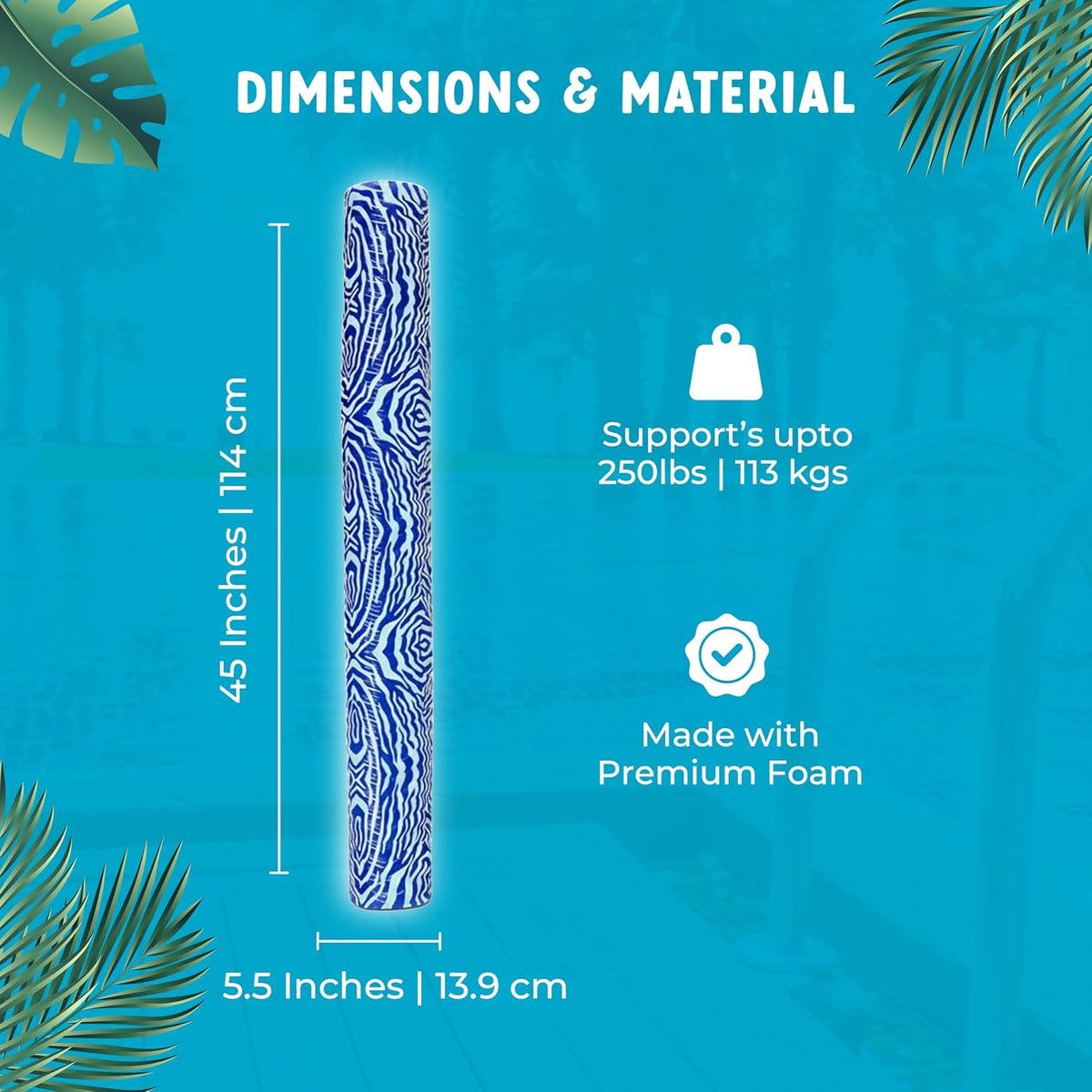 VOS Mega Foam Pool Noodle, Super Soft Swim Float - Kovo Blue / 1 Pack - image 3