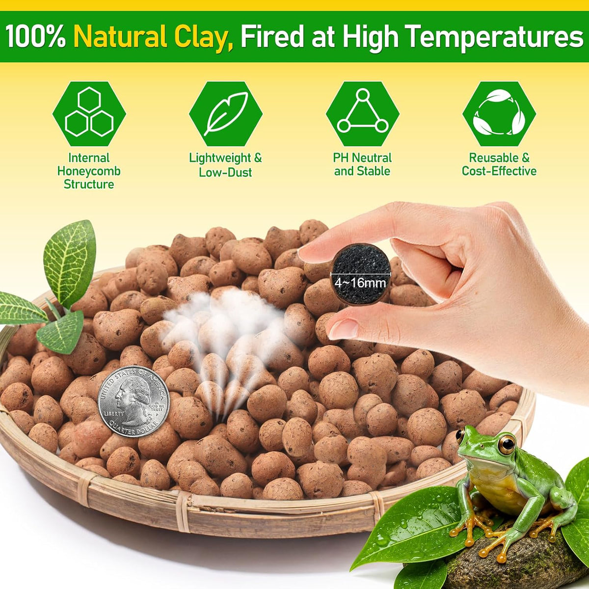 10LBS Organic Expanded Clay Balls Terrarium Substrate for Reptiles – Daily Care for Reptiles And Amphibians - 2LB - image 2