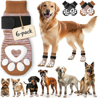 Anti Slip Dog Socks, Dog Socks to Prevent Paw Licking - Brown / XL