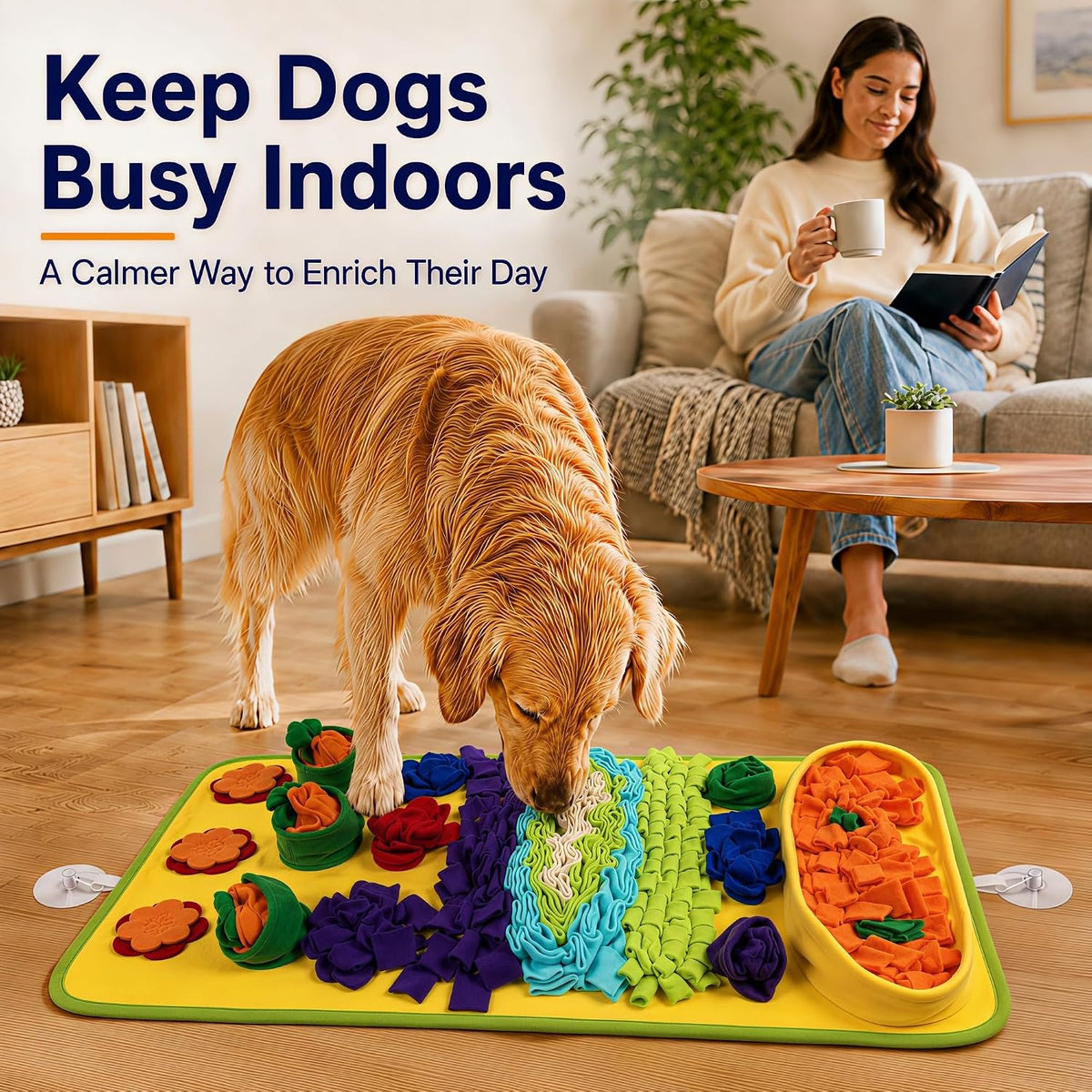 Snuffle Mat for Dogs, Extra Large 32'' x 20'' - Blue-Yellow - image 4