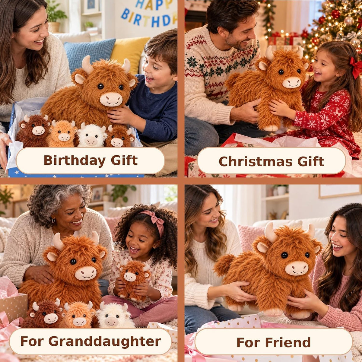 TOYSYM Seal Plush with 4 Babies - Highland Cow - image 3