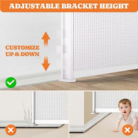 Pawtners Retractable Baby Gates Extra Wide, 41" Tall Extends up to 120" Wide, Dog Gate Indoor with Cat Door for Stairs, Pet Gate with Support Rods for Doorways Hallways Indoor & Outdoor-White