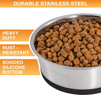 Neater Pet Brands Stainless Steel Dog Bowls with Non-Slip Rubber - 8 Cup (Set of 2) / Black - image 2