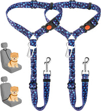 SlowTon Dog Seat Belt for Car - B.Blue Paw / Small (Headrest + Clip)