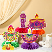Moinchore 12 Diwali honeycomb table centerpieces with colorful 3D designs - view 39