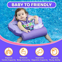 Mambobaby Baby Float with Canopy & Tail Non-Inflatable Baby Swim - PURPLE - image 4