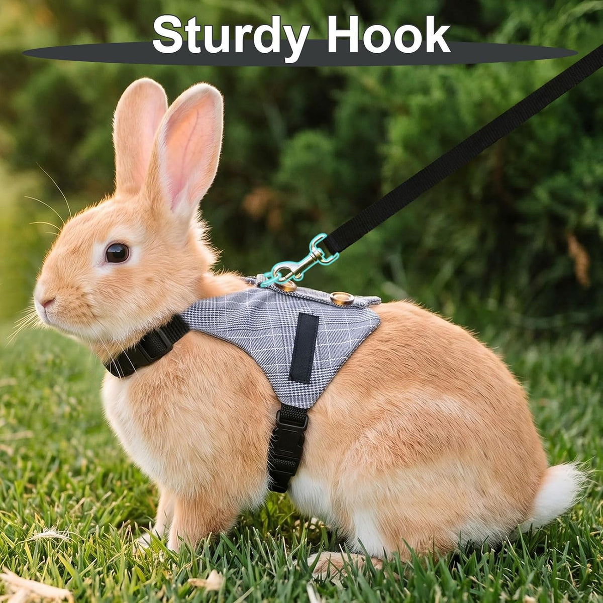Hypeety adjustable rabbit vest harness and leash set with button decorations - view 4