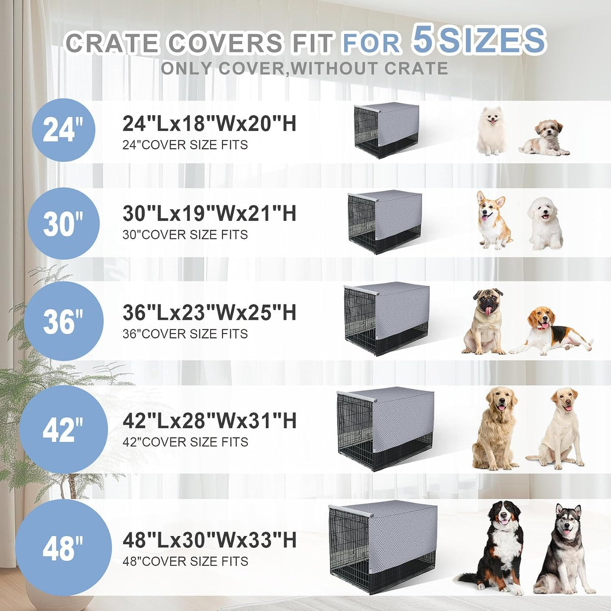 Explore Land Breathable Dog Crate Cover - 42"L x 28"W x 31"H / Continuous Broken Line - image 3