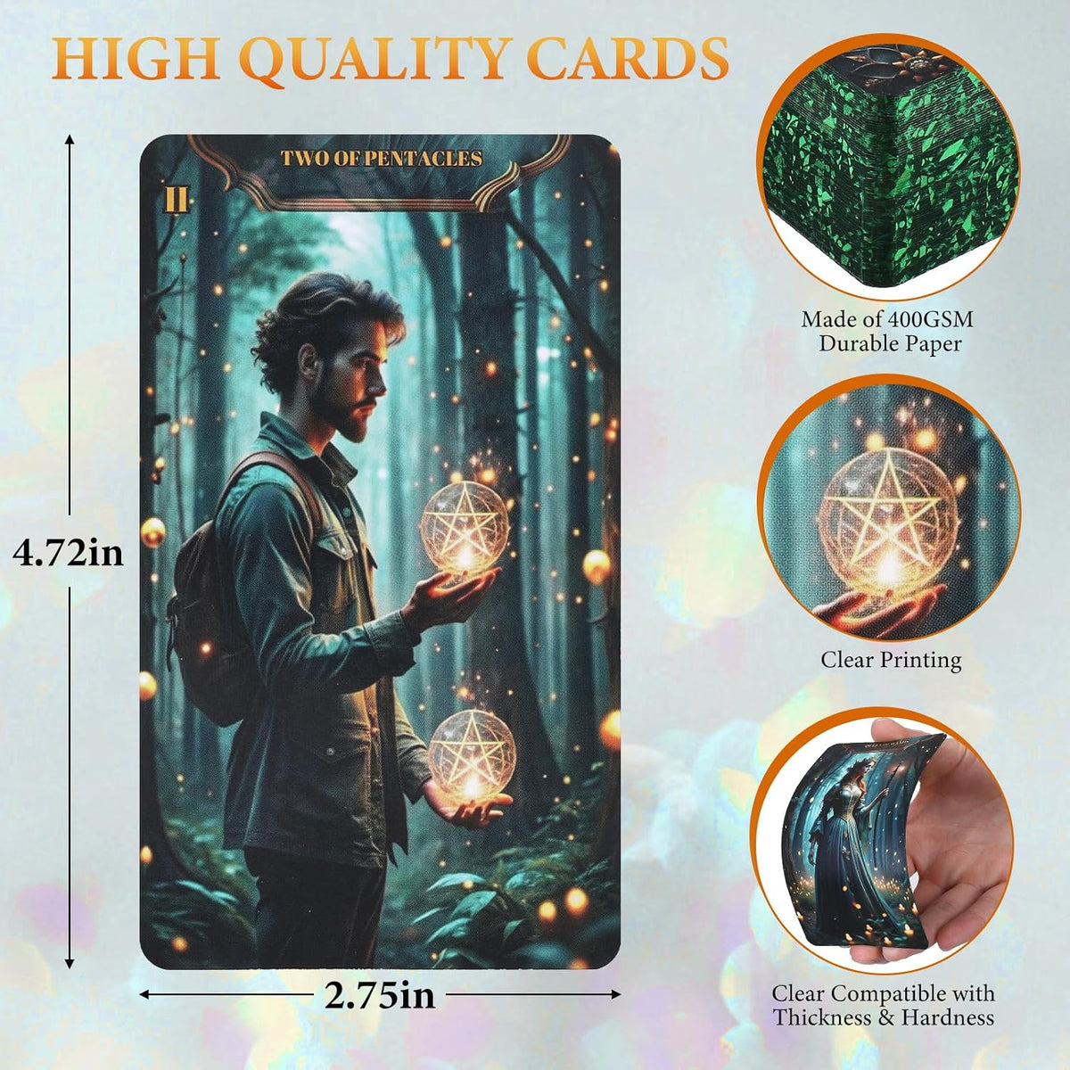 Tarot Cards Deck for Beginners with Guide Book Pretty Unique 400GSM - Green - image 4