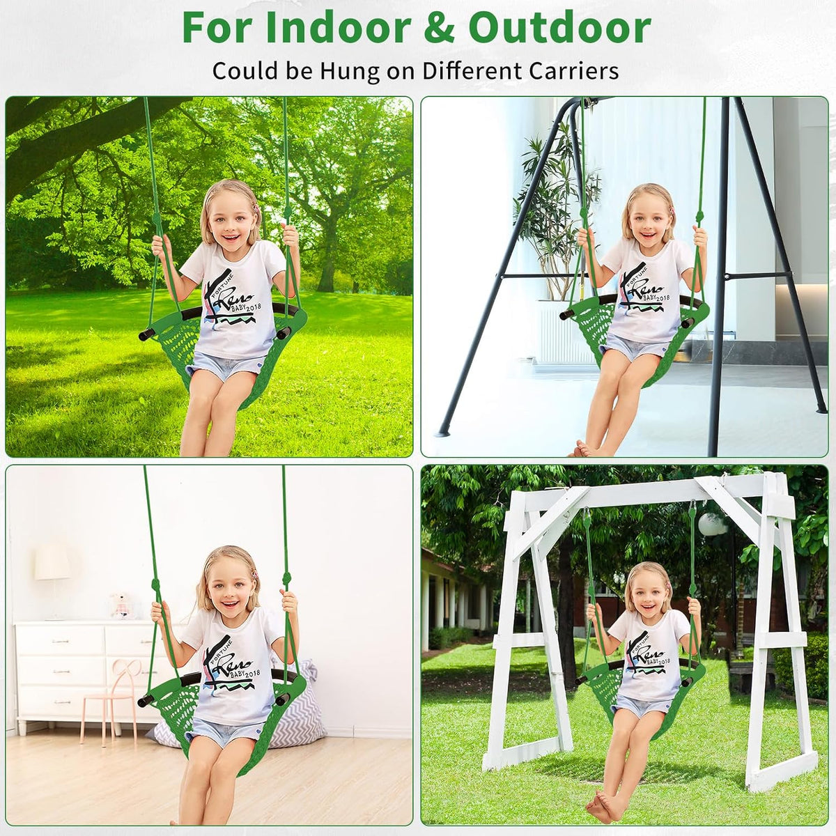 Hi-Na Tree Swing for Kids - Green - image 3