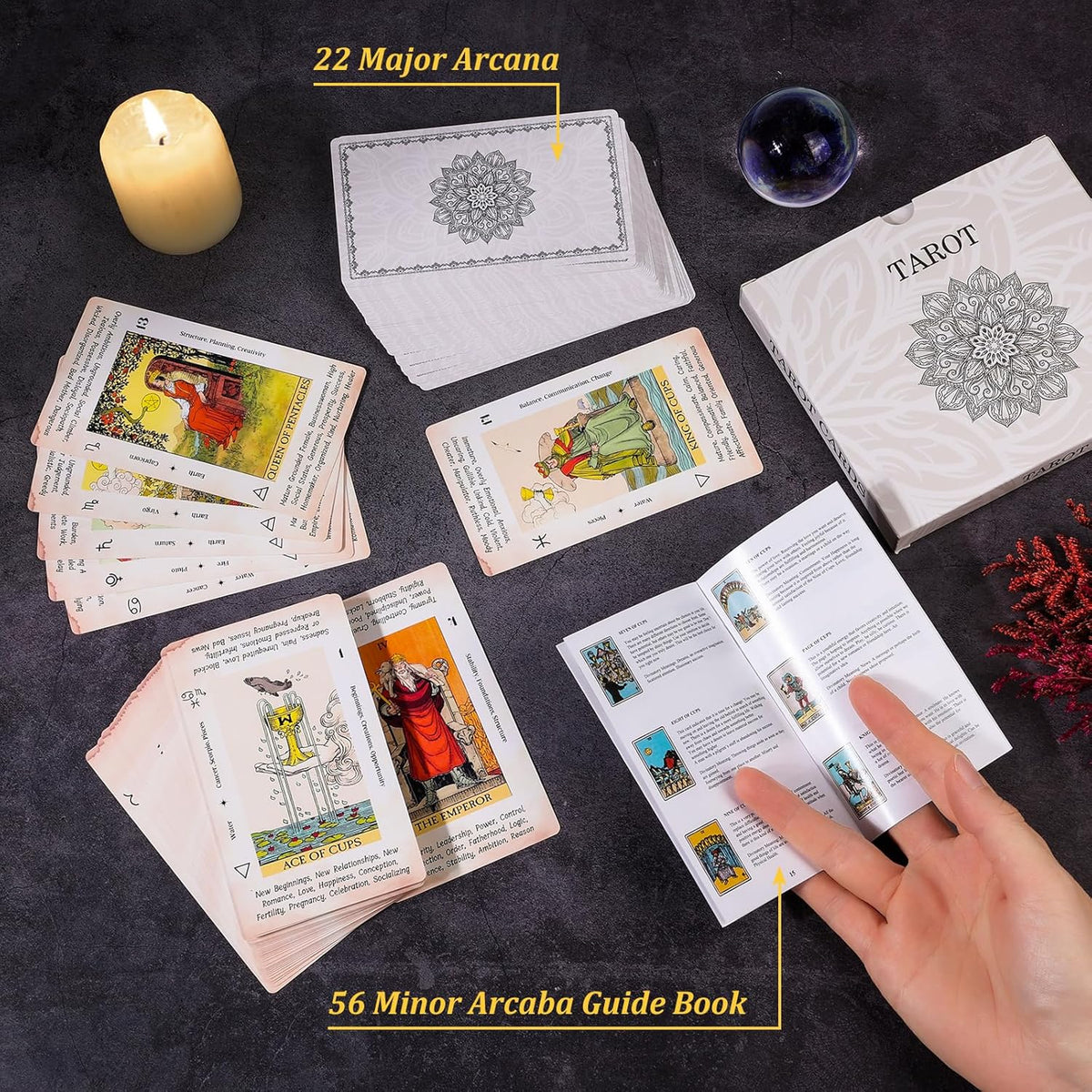 Fofeadm Tarot Cards with Guide Book & Linen Carry Bag - White Tarot Cards - image 4