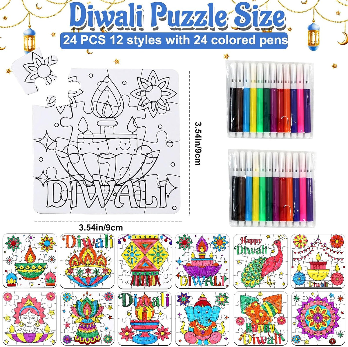 MUOUAKATE Christian Halloween crafts for kids, 24 blank coloring puzzle sets - view 11