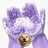 2-in-1 Cat and Dog Washing Gloves with 3000 Soft Bristles – Essentials for Dogs - Purple