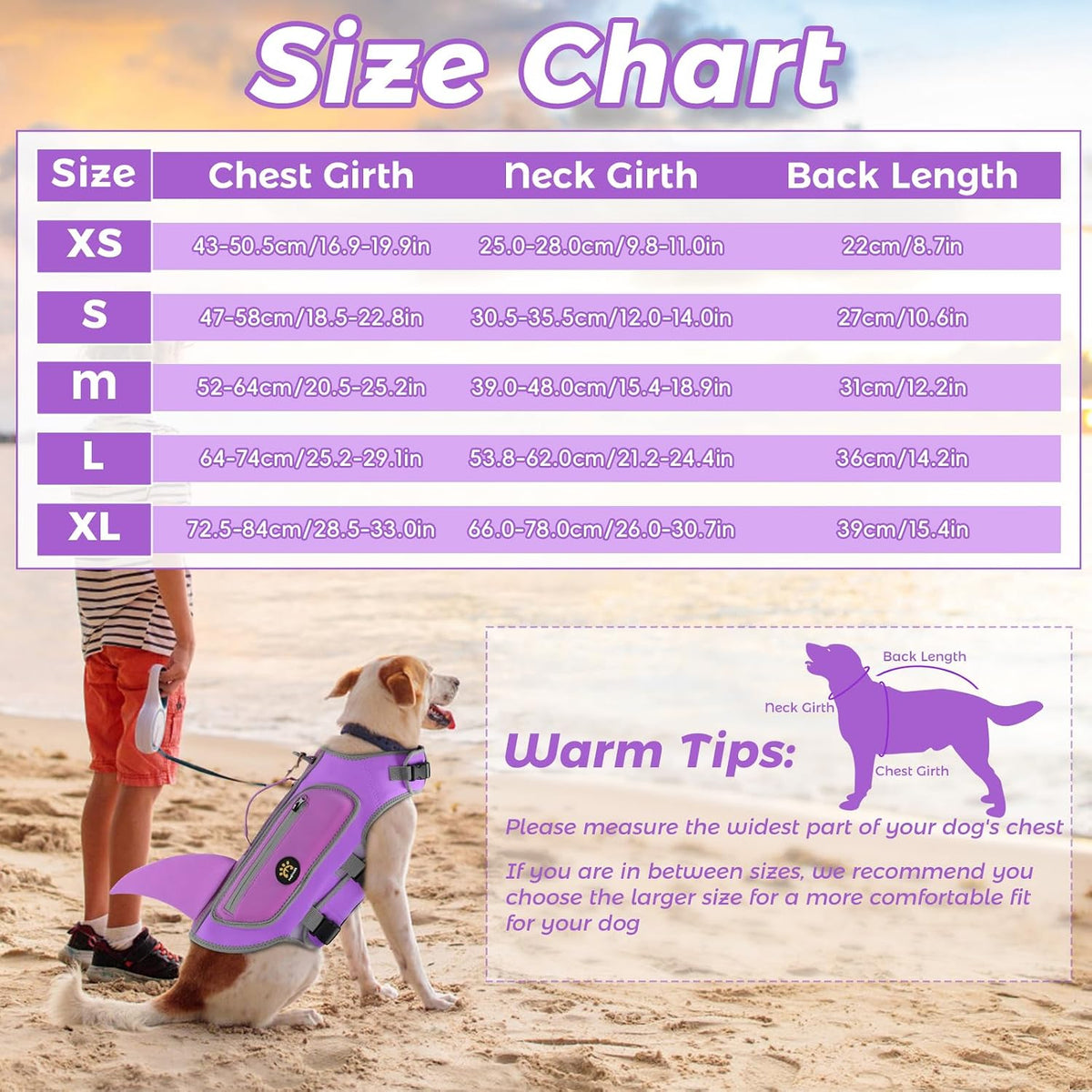 Dog Life Vests for Boating and Swimming, Dog Life Jacket – Essentials for Dogs - Lilac / Small - image 2