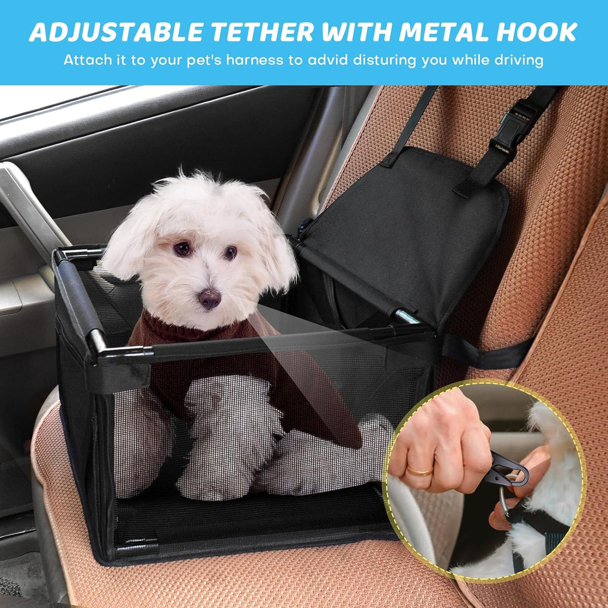GENORTH Dog Car Seats for Small and Medium Dogs - Cationic Black / Up to 11 lb - image 3