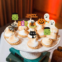 Giga Gud 32 glitter Halloween Ghost Boo cupcake toppers, Frankenstein style - view 4