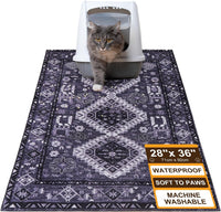 Cat Litter Mat, 20" x 28" Litter Trapping Mat, Waterproof – Daily Care for Cats - Retro_Dark Grey / 28x36 Inch (Pack of 1)