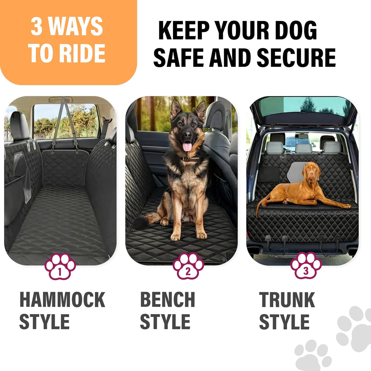 Dog Car Seat Cover for Back Seat - Standard / Black - image 4