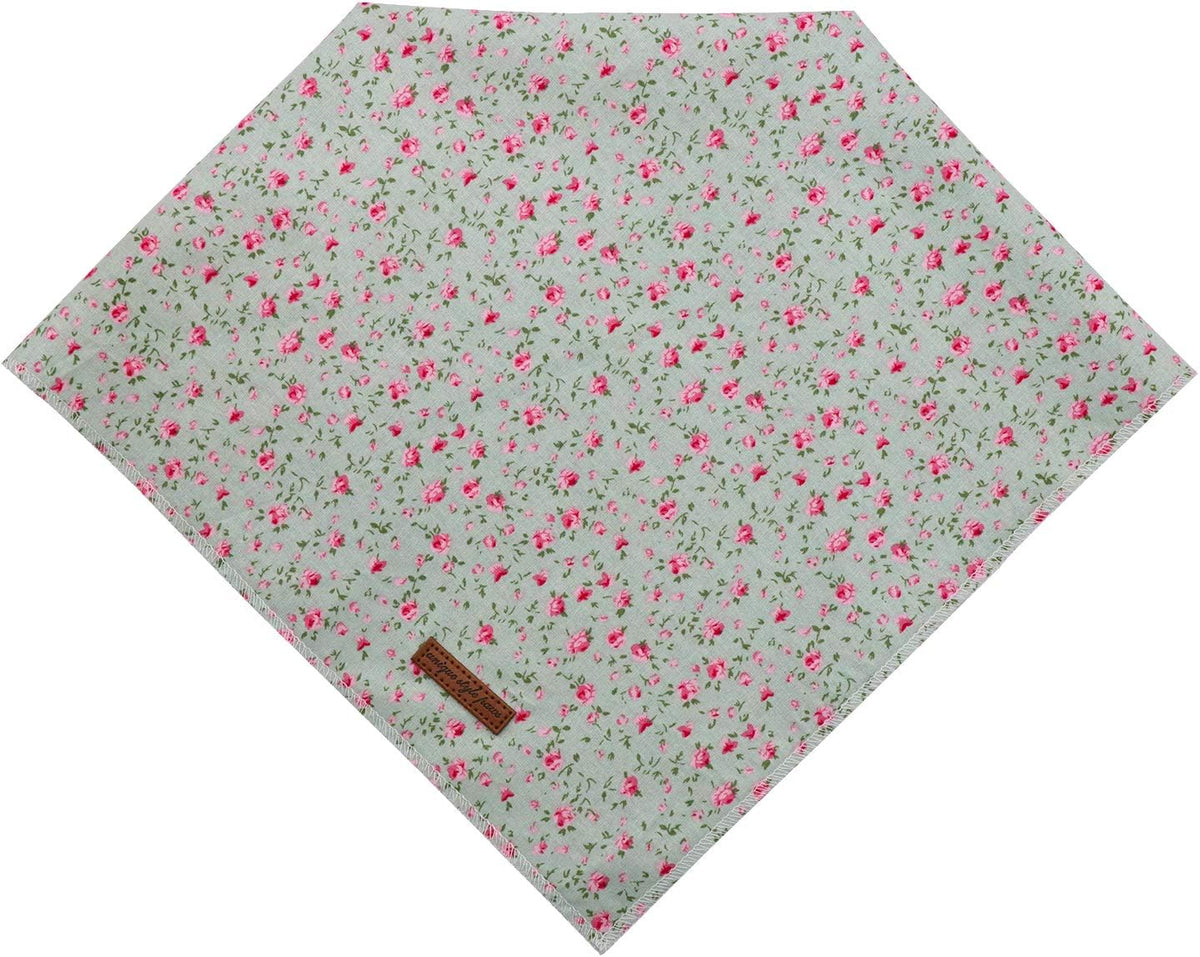 Dog Bandanas 1PC Washable Cotton Triangle Dog Scarfs for Small Medium - Small / Green Flower - image 3