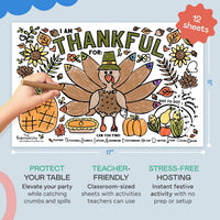 Tiny Expressions Thanksgiving coloring placemats set of 12 with turkey and activity games - view 5