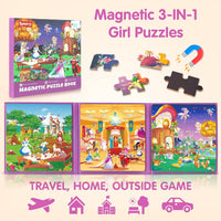 SYNARRY magnetic dinosaur puzzle book with three colorful dinosaur scenes - view 24