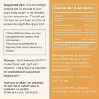 Wild Caught Omega 3 Fish Oil for Dogs - 180 Softgel Capsules for Healthy Skin and Coat - Large 1000 mg Dog Fish Oil Pills for Shedding, Dry Itching Skin, and Hot Spots - Pet Omega Salmon Supplement