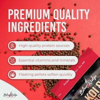 Blue Ridge Koi Fish Food 2lb - Koi Food 3/16” Large and Mini Blend Growth Formula, Goldfish Food, Premium Fish Food for Ponds, Ponds Fish Food, Floating Pond Pellets