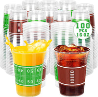 Heartome clear 16 oz football party cups with green field graphics in 2 designs