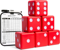 GoSports Giant 3.5 Inch Red Foam Playing Dice Set with Scoreboard – Fun for Kids & Family